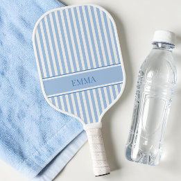 Moderne Blaue Retro-Gestreifte Einfache Personalis Pickleball Schläger