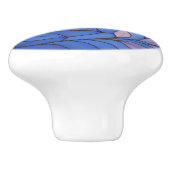 Moderne Blaue Rosa Blatt Keramik-Griff Keramikknauf (Seitenansicht)