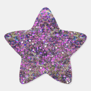 Moderne Blaue Rosa Gold Glitter Leere Vorlage Stern-Aufkleber