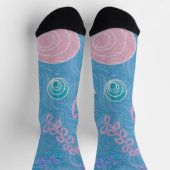 Moderne blaue rosa und violette Blumen Tulpe Socken (Oben)