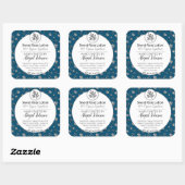 Moderne blaue Rose & Blätter Bath & Body / Candle Quadratischer Aufkleber (Blatt)