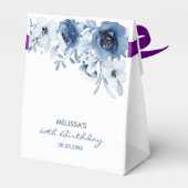 Moderne blaue Rose Blumengrün Danke Geschenkschachtel (Rückseite)