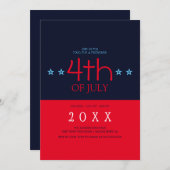 Moderne blaue Rote Sterne der Marine am 4. Juli Einladung (Vorne/Hinten)