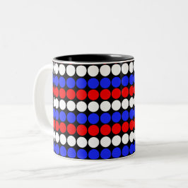 Moderne blaue rote weiße gepunktete Streifen Zweifarbige Tasse