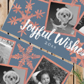 Moderne Blaue Rustikale Schneeflocke Collage 3 Fot Postkarte