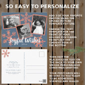 Moderne Blaue Rustikale Schneeflocke Collage 3 Fot Postkarte