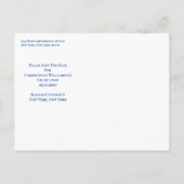 Moderne, blaue, Save the Date Graduierungskappe Ankündigungspostkarte (Rückseite)