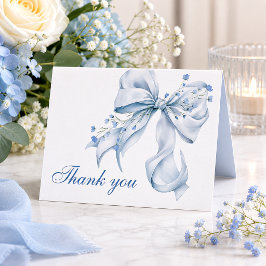Moderne Blaue Schleife Coquette Brautparty Dankesc Dankeskarte