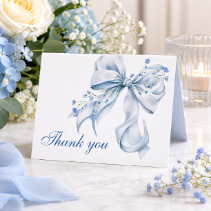Moderne Blaue Schleife Coquette Brautparty Dankesc Dankeskarte