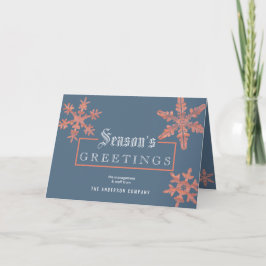 Moderne blaue Schneeflocke-Vintages hölzernes Feiertagskarte