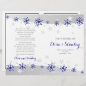 Moderne blaue Schneeflocken gefaltet Hochzeitsprog (Vorne/Hinten)