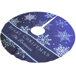 Moderne blaue Schneeflocken Polyester Weihnachtsbaumdecke