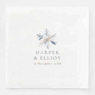 Moderne Blaue Schneeflocken Winterhochzeit Serviette