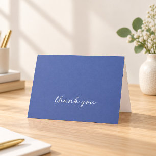 Moderne Blaue Schrift Gefaltet Dankeskarte