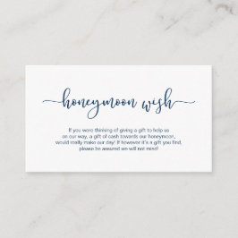 Moderne blaue Schrift, Hochzeitshoneymoon Wish Begleitkarte
