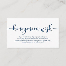 Moderne blaue Schrift, Hochzeitshoneymoon Wish Begleitkarte