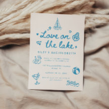 Moderne Blaue Schrift "Liebe am See" Junggesellinn