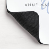 Moderne blaue Schriftmonogramm Mousepad (Ecke)