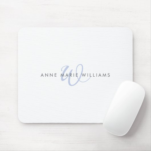 Moderne blaue Schriftmonogramm Mousepad (Mit Mouse)