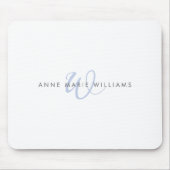 Moderne blaue Schriftmonogramm Mousepad (Vorne)