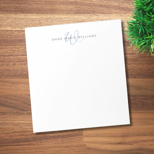 Moderne blaue Schriftmonogramm Notizblock