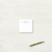 Moderne blaue Schriftmonogramm Post-it Klebezettel (Auf Schreibtisch)