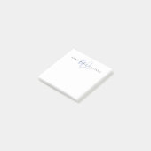 Moderne blaue Schriftmonogramm Post-it Klebezettel (angewinkelt)