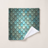 Moderne blaue Schuppen texturiert Badhandtuch Set (Waschlappen)