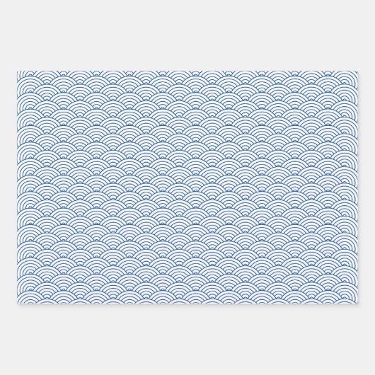 Moderne blaue Schwarz-weiße japanische Wave Geschenkpapier Set (Vorderseite 3)
