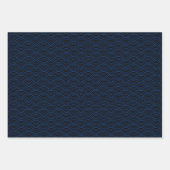 Moderne blaue Schwarz-weiße japanische Wave Geschenkpapier Set (Vorderseite 2)