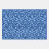 Moderne blaue Schwarz-weiße japanische Wave Geschenkpapier Set (Vorderseite)