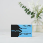 Moderne blaue schwarze Unternehmens-QR-Code-Visite Visitenkarte (Stehend Vorderseite)