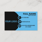 Moderne blaue schwarze Unternehmens-QR-Code-Visite Visitenkarte (Vorderseite)