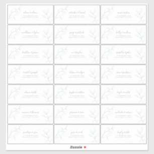 Moderne, blaue Script Botanische Gästebuchadresse Aufkleber