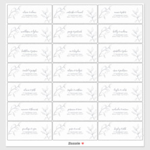 Moderne, blaue Script Botanische Gästeschrift Aufkleber