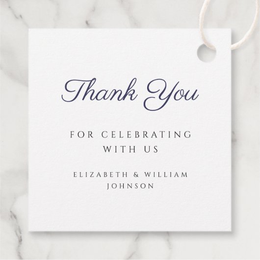 Moderne Blaue Script-Foto-Taufe Geschenkanhänger (Rückseite)