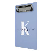 Moderne Blaue Script-Monogramm Mini Klemmbrett (Gewinkelt2)