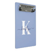 Moderne Blaue Script-Monogramm Mini Klemmbrett (Schrägansicht)