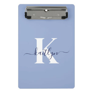 Moderne Blaue Script-Monogramm Mini Klemmbrett