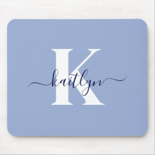 Moderne Blaue Script-Monogramm Mousepad