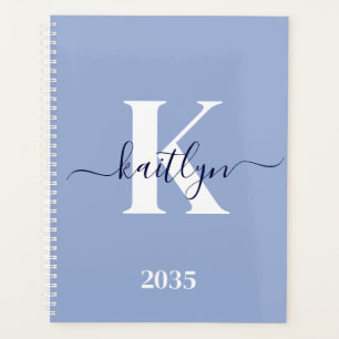 Moderne Blaue Script-Monogramm Planer