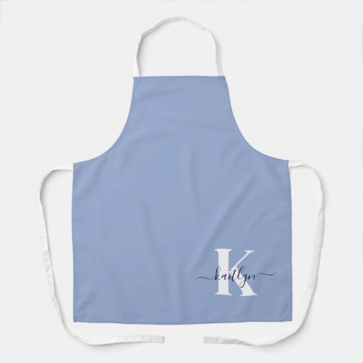 Moderne Blaue Script-Monogramm Schürze (Vorderseite)