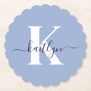 Moderne Blaue Script-Monogramm Untersetzer