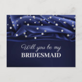 Moderne blaue Seide wirst du meine Brautjungfrau s Postkarte (Vorderseite)