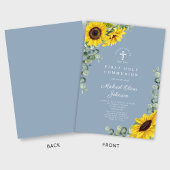 Moderne blaue Sonnenblumen Erste Heilige Kommune Einladung