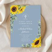 Moderne blaue Sonnenblumen Erste Heilige Kommune Einladung