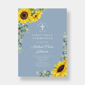 Moderne blaue Sonnenblumen Erste Heilige Kommune Einladung