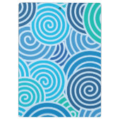 Moderne blaue Spiralmuster Klemmbrett (Rückseite)