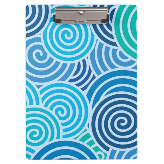 Moderne blaue Spiralmuster Klemmbrett (Vorderseite)