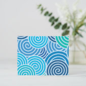Moderne blaue Spiralmuster Postkarte (Stehend Vorderseite)